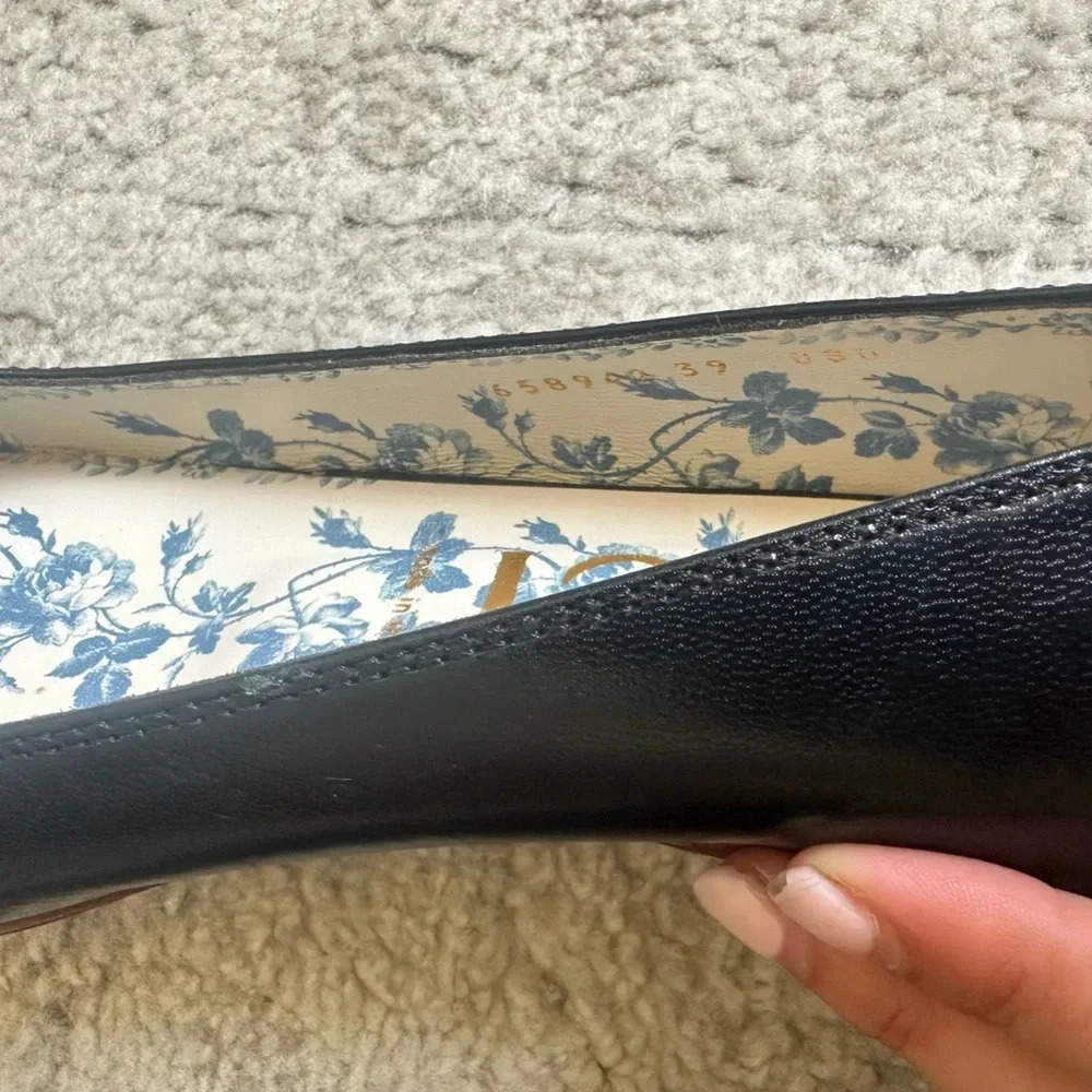 Gucci Hills Black Ballet Designer Flats, Interlocking G logo, size 9, pre-owned - Picture 6 of 10